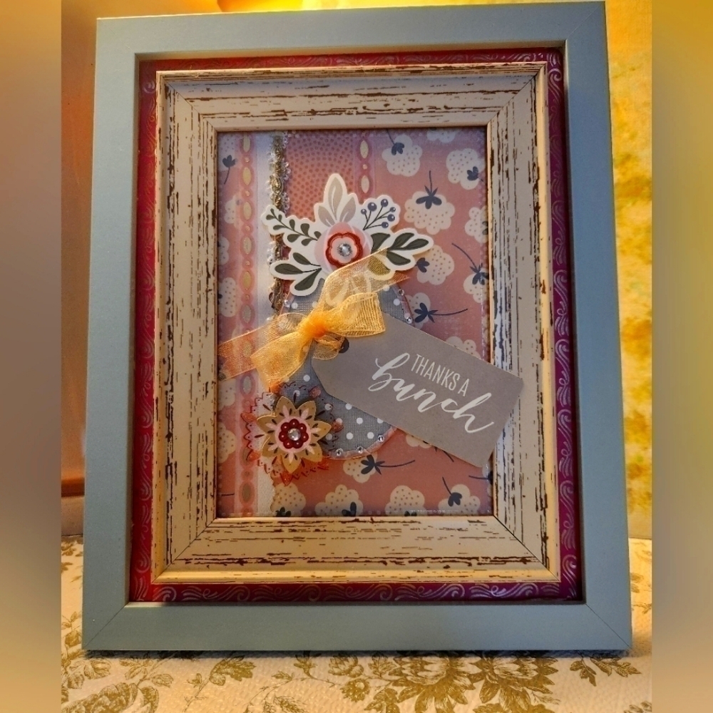 Handcrafted 3D Framed Thank You Note/table or wall hang display; 9"x11"
